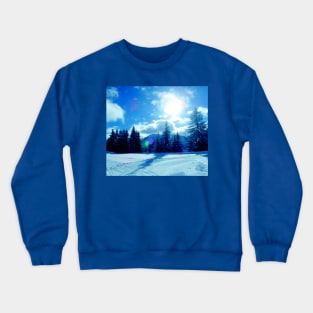 Blue sky, snow and trees Crewneck Sweatshirt